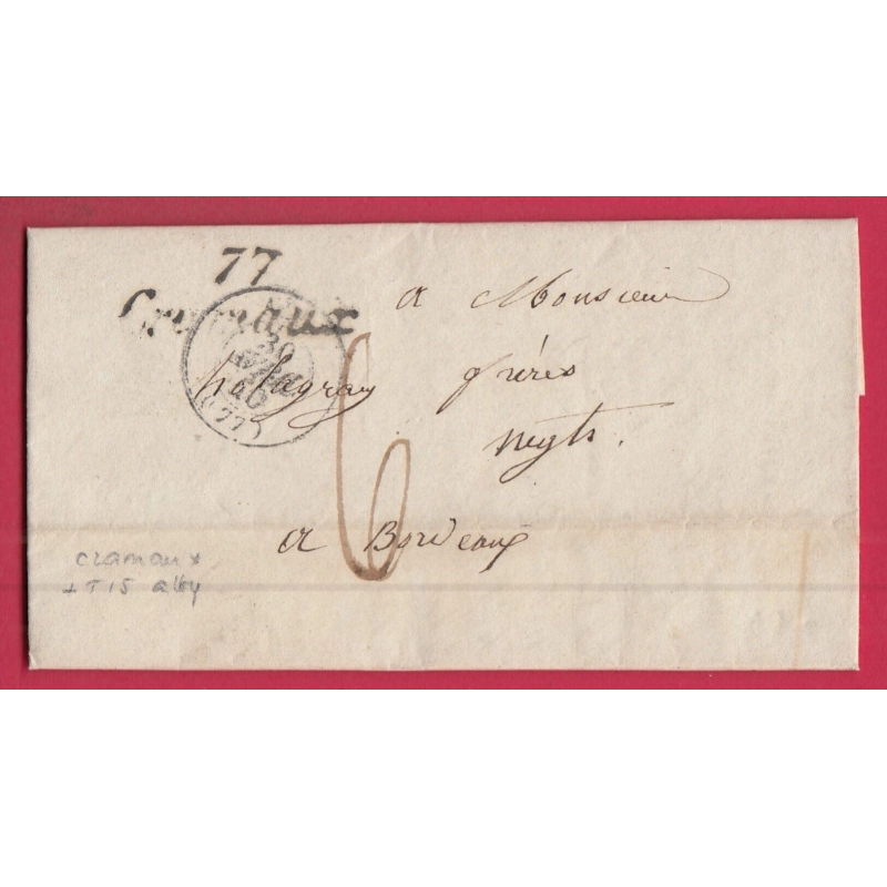 CURSIVE 77 CRAMAUX TARN 1840 POUR BORDEAUX INDICE 9 LETTRE COVER