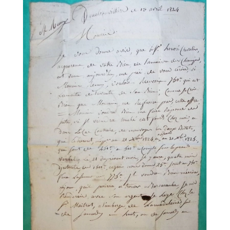 MARQUE 9 VENDOEUVRE VENDEUVRE AUBE POUR CHAUMONT HAUTE MARNE 44x12 1824 LETTRE COVER FRANCE