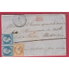 N°14 PAIRE 13 PC 3908 LAMONZIE ST MARTIN DORDOGNE POUR UN MILITAIRE A LA MARTINIQUE CAD TYPE22 1859 LETTRE COVER