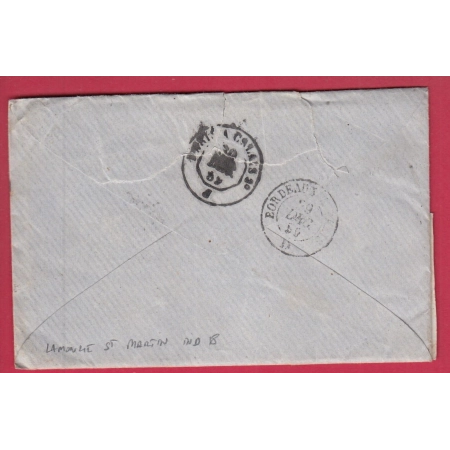 N°14 PAIRE 13 PC 3908 LAMONZIE ST MARTIN DORDOGNE POUR UN MILITAIRE A LA MARTINIQUE CAD TYPE22 1859 LETTRE COVER