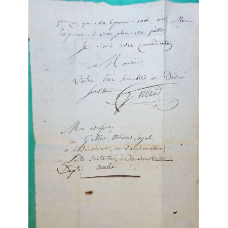 MARQUE 9 VENDOEUVRE VENDEUVRE AUBE POUR CHAUMONT HAUTE MARNE 44x12 1824 LETTRE COVER FRANCE