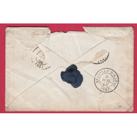N°22 PC DU GC PERREUX LOIRE CAD TYPE 22 RARE NON SIGNALE PAR POTHION POUR NEUVILLE SUR SAONE LETTRE COVER