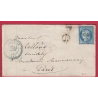 N°60 RARE PC DU GC EN BLEU 1072 LASCELLE CANTAL POUR PARIS LETTRE COVER