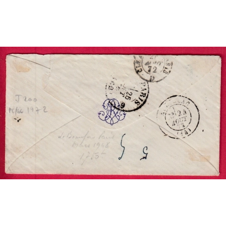 N°60 RARE PC DU GC EN BLEU 1072 LASCELLE CANTAL POUR PARIS LETTRE COVER