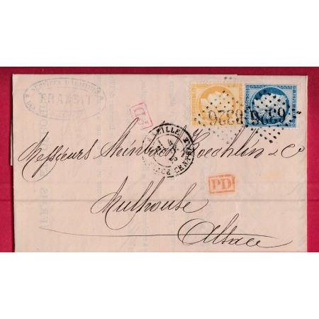 N°55 60 GC 6326 MARSEILLE PLACE CENTRALE POUR MULHOUSE HAUT RHIN ALSACE LORRAINE ALLEMAGNE LETTRE COVER
