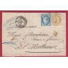 N°59 60 AMBULANT PARIS A BELFORT LOSANGE BELP POUR MULHOUSE HAUT RHIN ALSACE LORRAINE ALLEMAGNE LETTRE COVER