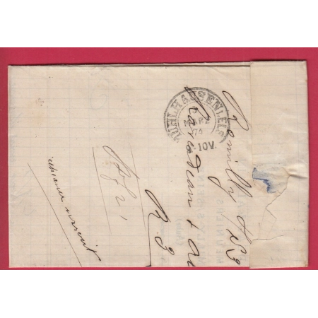 N°59 60 AMBULANT PARIS A BELFORT LOSANGE BELP POUR MULHOUSE HAUT RHIN ALSACE LORRAINE ALLEMAGNE LETTRE COVER