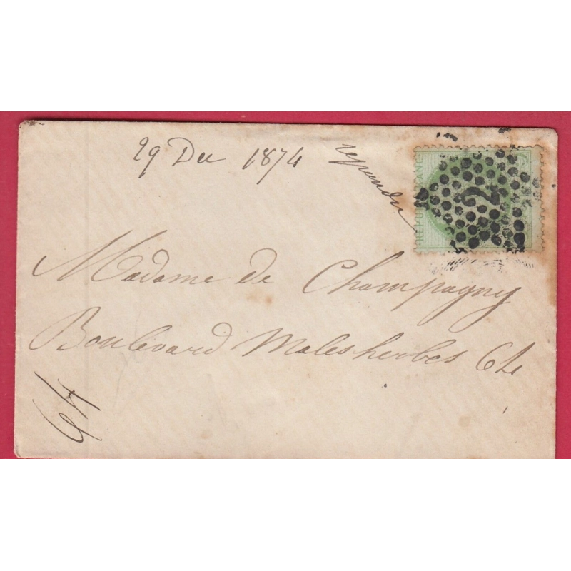 N°53 PARIS ETOILE 2 OBLITERATION JOUR DE L'AN POUR PARIS LETTRE COVER