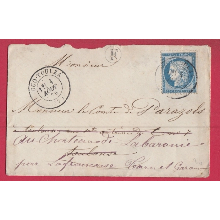 N°60 CAD TYPE 17 CUQ TOUZA TARN POUR TOULOUSE PUIS LA FRANCAISE TARN ET GARONNE LETTRE COVER