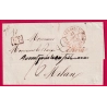 CAD TYPE 13 PARIS BUREAU DE LA MAISON DU ROI 1835 PP ROUGE POUR MILAN ITALIE ITALIA LETTRE COVER