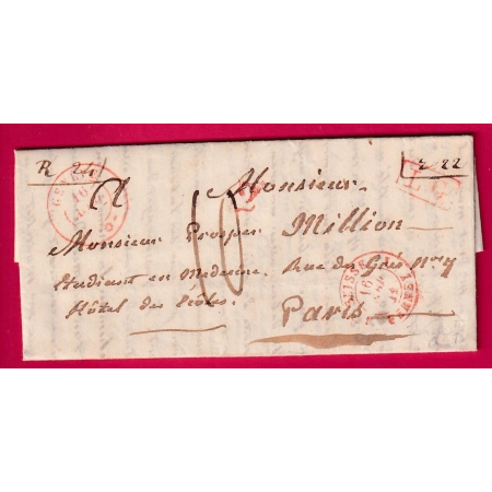 SUISSE GENEVE 1841 LG LETTRE GENEVOISE ENTREE SUISSE FERNEY POUR PARIS LETTRE COVER