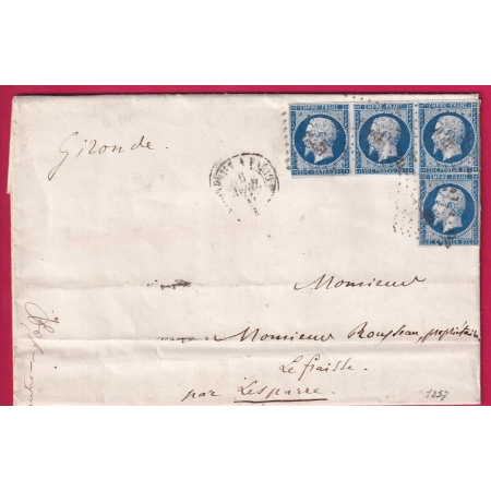 N°14 BANDE DE 3 + UN AMBULANT LA ROCHELLE A PARIS DEPART ANGOULEME CHARENTE POUR LESPARRE GIRONDE LETTRE COVER