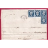 N°14 BANDE DE 3 + UN AMBULANT LA ROCHELLE A PARIS DEPART ANGOULEME CHARENTE POUR LESPARRE GIRONDE LETTRE COVER