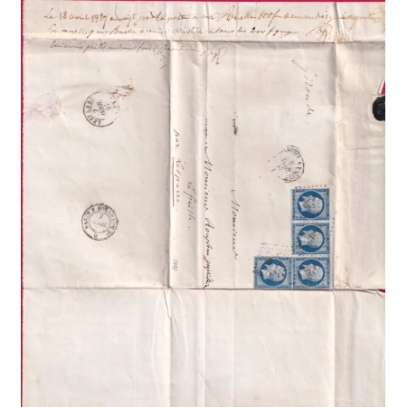 N°14 BANDE DE 3 + UN AMBULANT LA ROCHELLE A PARIS DEPART ANGOULEME CHARENTE POUR LESPARRE GIRONDE LETTRE COVER