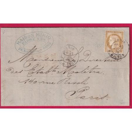 N°55 CAD TYPE17 PARIS R MILTON POUR PARIS LETTRE COVER