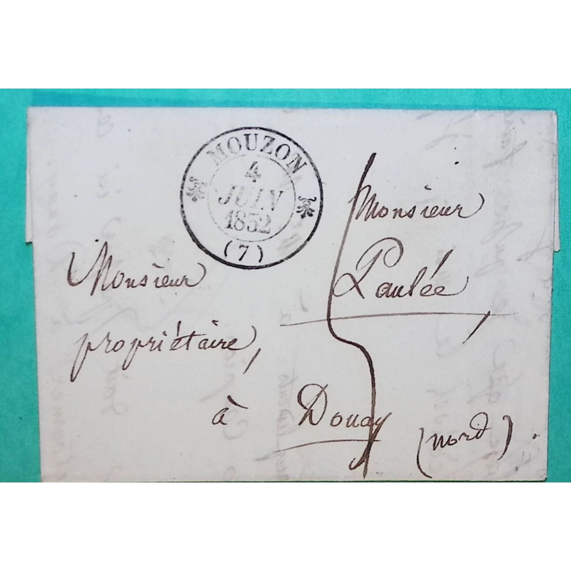 CAD TYPE 12 MOUZON ARDENNES POUR DOUAI NORD AMELIORATION DE DATE 1832 LETTRE COVER FRANCE