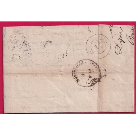N°55 60 GC 1307 DIJON COTE D'OR POUR MULHOUSE HAUT RHIN ALSACE LORRAINE ALLEMAGNE LETTRE COVER