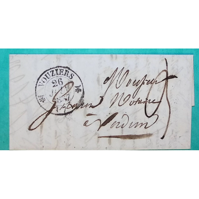 CAD TYPE 12 VOUZIERS ARDENNES POUR VERDUN MEUSE 1837 LETTRE COVER FRANCE