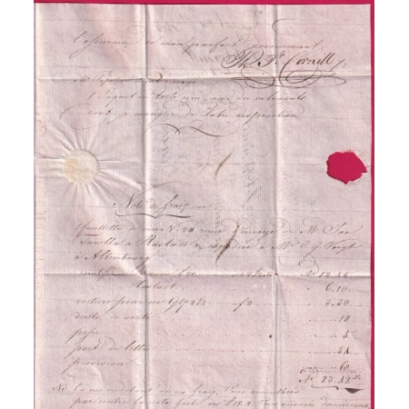 MARQUE 67 STRASBOURG BAS RHIN ACHEMINE DE FRANKFURT ALLEMAGNE 1804 MARQUE ACHEMINEUR MANUSCRIT AU DOS BEAUNE COTE D'OR