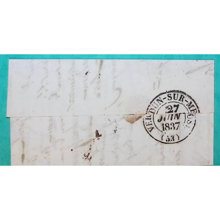 CAD TYPE 12 VOUZIERS ARDENNES POUR VERDUN MEUSE 1837 LETTRE COVER FRANCE
