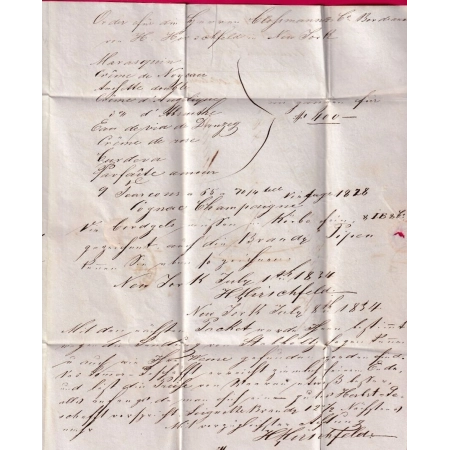 MARQUE PAYS OUTREMER PAR LE HAVRE NEW YORK USA 1834 POUR BORDEAUX LETTRE COVER