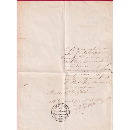 ETAT MAJOR QUARTIER GENERAL ARMEE ITALIE CORPS OCCUPATION ROME 1853 SIGNE LE GENERAL COMMANDANT LETTRE COVER