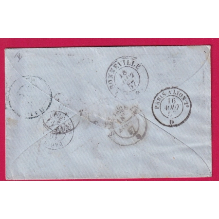 N°13 16 PC 2366 PASSY LES PARIS SEINE 1857 POUR CHAMONIX ETATS SARDE HAUTE SAVOIE CAD SARDE EN BLEU AU DOS LETTRE COVER