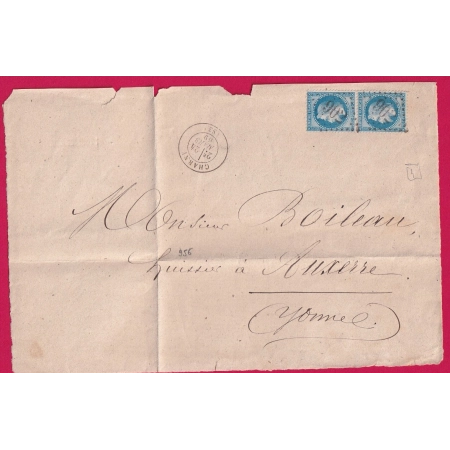 N°29 PAIRE GC 902 CHARNY YONNE POUR AUXERRE DEVANT DE LETTRE FRONT COVER
