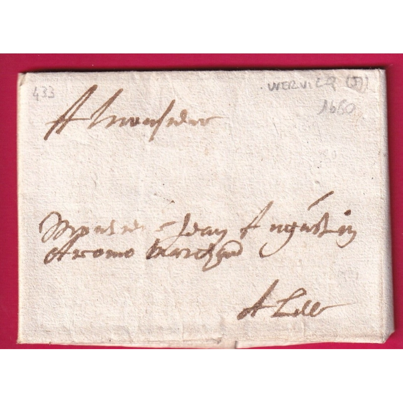 LETTRE DE WERVICQ NORD 1680 POUR LILLE LETTRE COVER