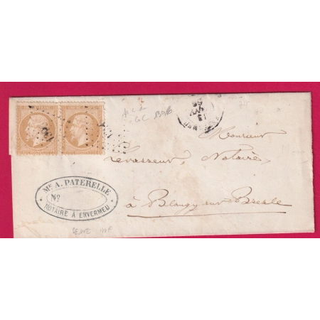 N°21 PAIRE PC DU GC 1396 ENVERMEU SEINE INFERIEURE POUR BLANGY SUR BRESLE BUREAU PASSE 3219 ROUEN INDICE 17 LETTRE COVER