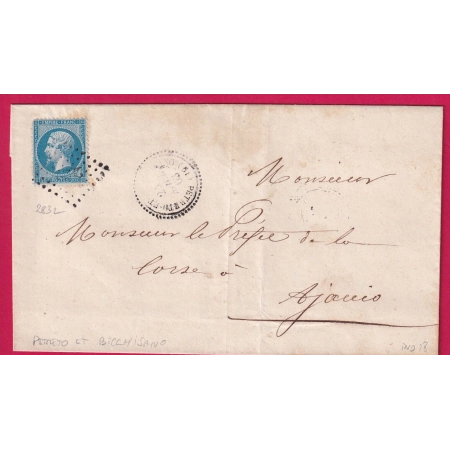 N°22 PC DU GC 2832 PETRETO ET BICCHISANO CORSE POUR AJACCIO INDICE 18 LETTRE COVER