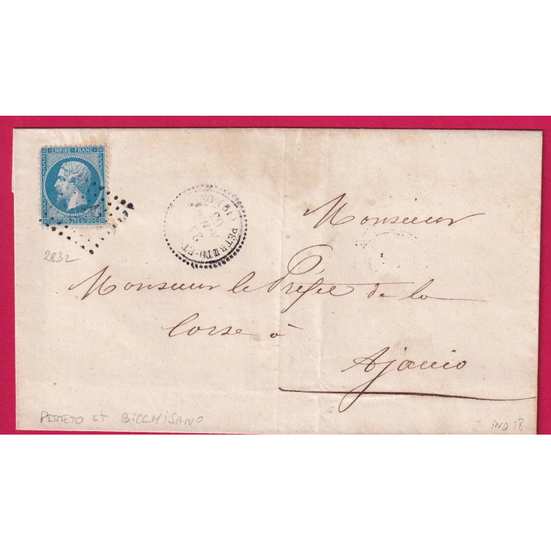 N°22 PC DU GC 2832 PETRETO ET BICCHISANO CORSE POUR AJACCIO INDICE 18 LETTRE COVER