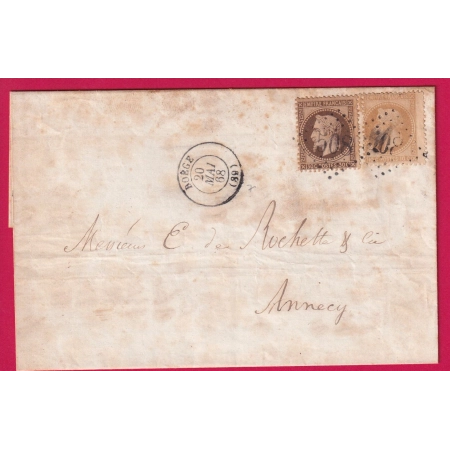 N°28 30 GC 508 BOEGE HAUTE SAVOIE POUR ANNECY DOUBLE PORT LETTRE COVER