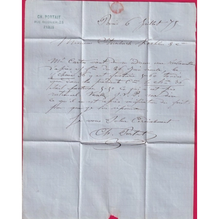 N°55 60 GC 347 PARIS LES BATIGNOLLES POUR MULHOUSE HAUT RHIN ALSACE LORRAINE ALLEMAGNE LETTRE COVER