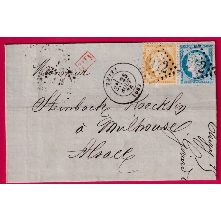 N°55 60 GC 3942 THIZY RHONE POUR MULHOUSE HAUT RHIN ALSACE LORRAINE ALLEMAGNE LETTRE COVER