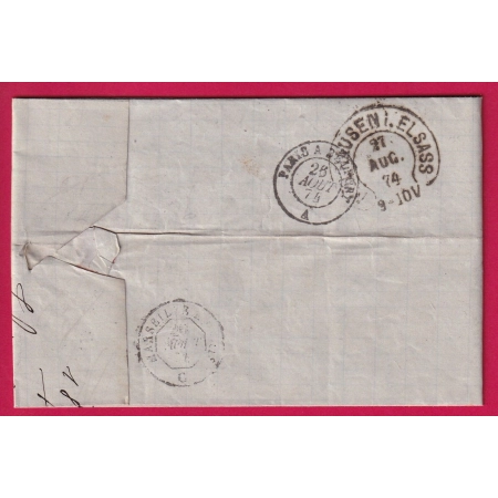 N°55 60 GC 3942 THIZY RHONE POUR MULHOUSE HAUT RHIN ALSACE LORRAINE ALLEMAGNE LETTRE COVER