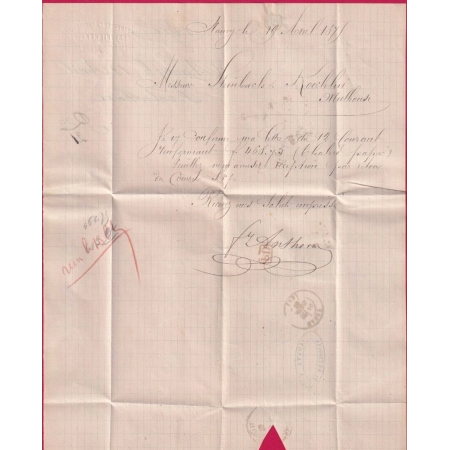 N°55 60 GC 2598 NANCY MEURTHE ET MOSELLE POUR MULHOUSE HAUT RHIN ALSACE LORRAINE ALLEMAGNE LETTRE COVER