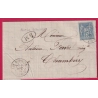 N°90 LES ECHELLES SAVOIE BM PONT DE BEAUVOISIN POUR CHAMBERY LETTRE COVER ETIQUETTE PUB