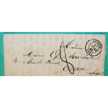 CAD TYPE 15 AMBERT PUY DE DOME POUR ORAN ALGERIE 1845 LETTRE COVER FRANCE