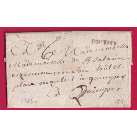MARQUE PONTIVY MORBIHAN 1786 POUR QUIMPER FINISTERE LETTRE COVER