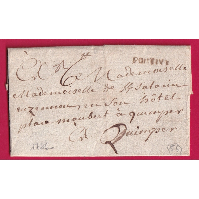 MARQUE PONTIVY MORBIHAN 1786 POUR QUIMPER FINISTERE LETTRE COVER