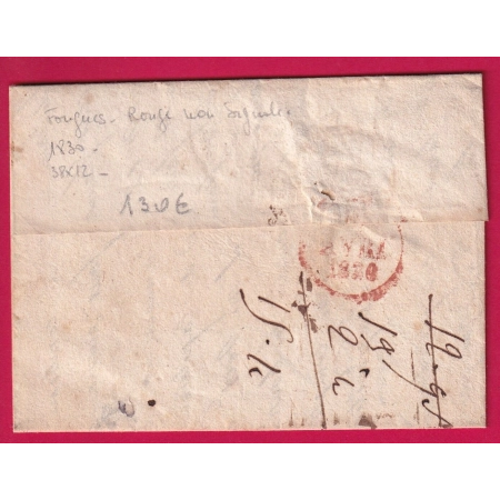 MARQUE 34 FOUGERES EN ROUGE ILLE ET VILAINE 1830.+ DECIME RURAL POUR BREST RARE NON SIGNALE PAR POTHION LETTRE