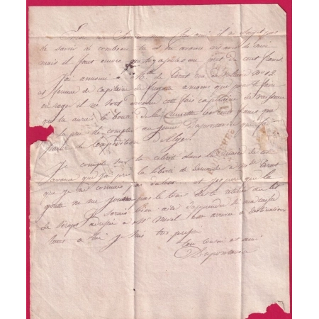 MARQUE 34 FOUGERES EN ROUGE ILLE ET VILAINE 1830.+ DECIME RURAL POUR BREST RARE NON SIGNALE PAR POTHION LETTRE