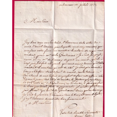 DEBOURSE MANUSCRIT DE MORTAIN MANCHE AMELIORATION DE DATE 1753 DEPART LE HAVRE SEINE INFERIEURE LETTRE COVER