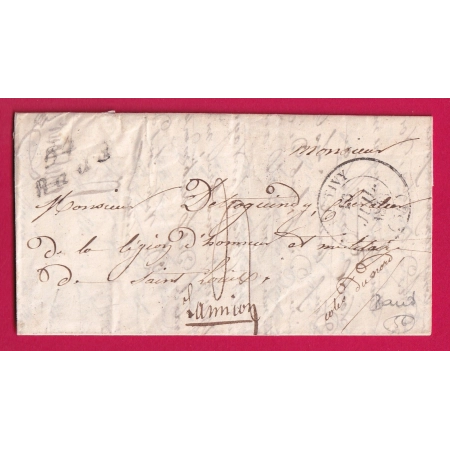 CURSIVE 54 BAUD MORBIHAN CAD TYPE 14 PONTIVY POUR LANION COTES DU NORD 1843 INDICE 10 LETTRE COVER