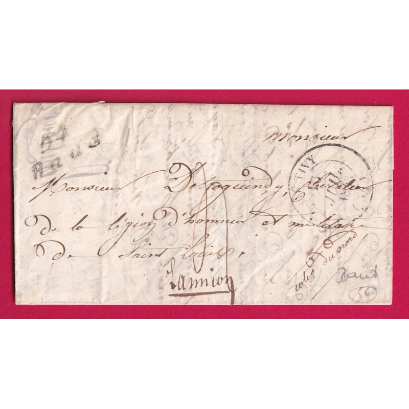 CURSIVE 54 BAUD MORBIHAN CAD TYPE 14 PONTIVY POUR LANION COTES DU NORD 1843 INDICE 10 LETTRE COVER
