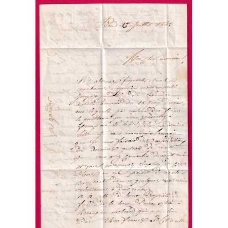 CURSIVE 54 BAUD MORBIHAN CAD TYPE 14 PONTIVY POUR LANION COTES DU NORD 1843 INDICE 10 LETTRE COVER