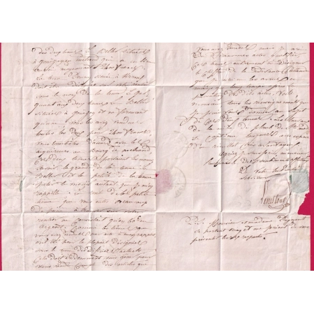 CURSIVE 54 BAUD MORBIHAN CAD TYPE 14 PONTIVY POUR LANION COTES DU NORD 1843 INDICE 10 LETTRE COVER