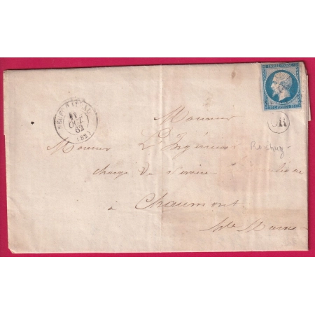 N°14 PC 2242 NEUFCHATEAU VOSGES OR A IDENTIFIER POUR CHAUMONT HAUTE MARNE LETTRE COVER