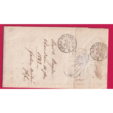 N°22 GC 28 AILLEVILLERS HAUTE SAONE CAD TYPE 22 TEXTE LA CHAUDEAU POUR BARR BAS RHIN LETTRE COVER